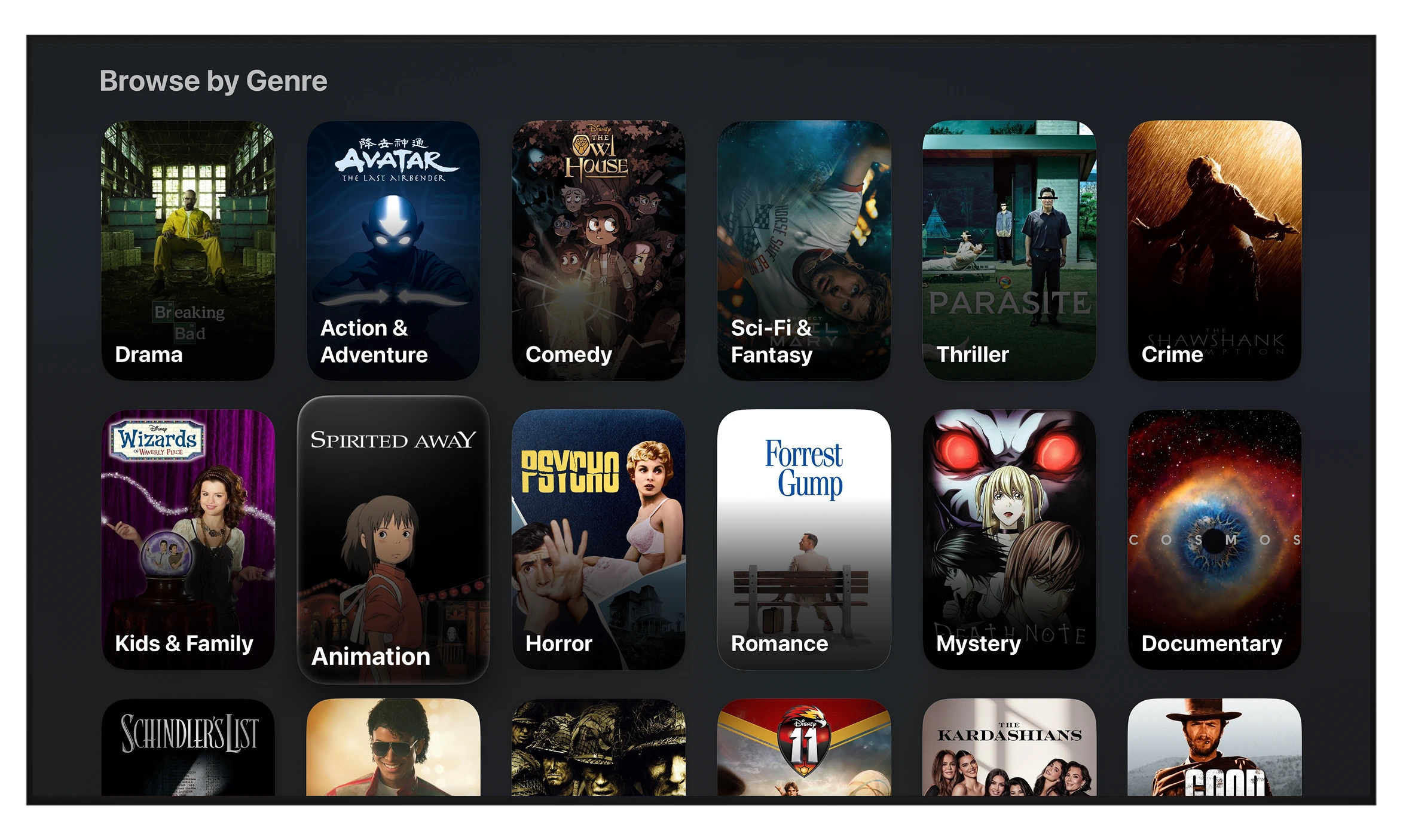 Browse by genre — Drama, Action, Comedy, Sci-Fi, Thriller, Crime and more